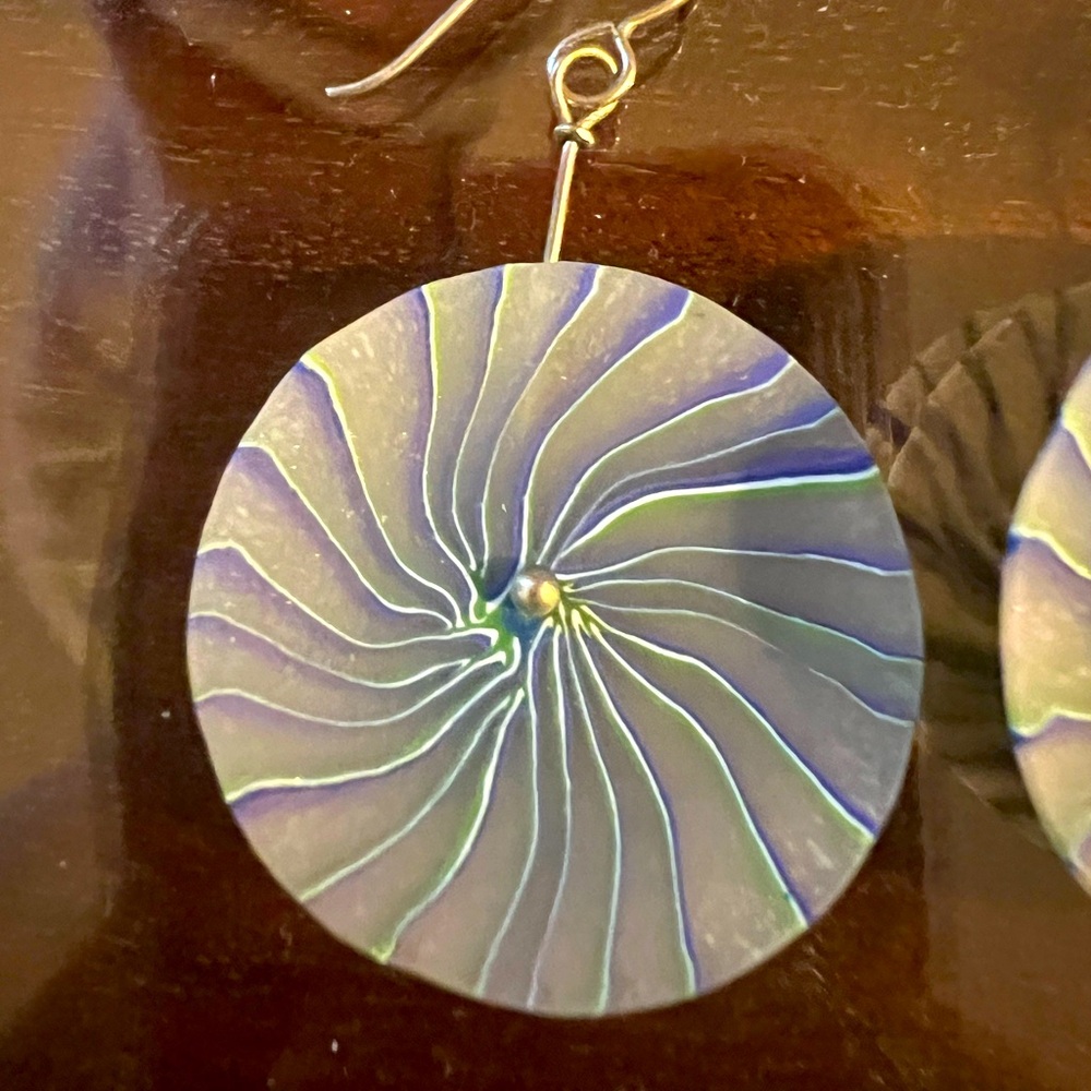 Unique artsy lightweight earrings blues, purples